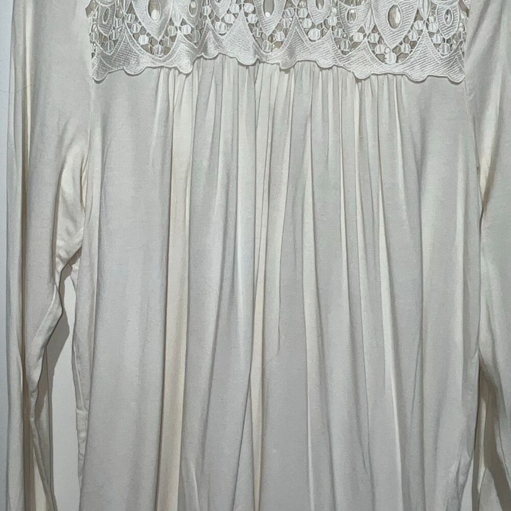 Philosophy Womens White Long-Sleeve Crocheted Lace Yoke Tunic Top Size Medium - Picture 4 of 8